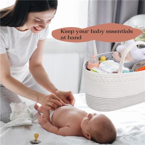 Extra Large Diaper Caddy Organizer Baby Storage Basket Nursery Organizer Cotton - Picture 7 of 8